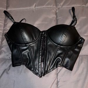 Black Leather Crop Top